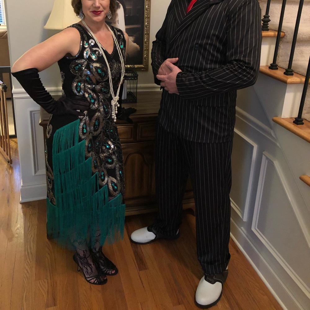 Vintage 1920s flapper fringe dress.